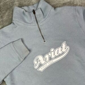 Ariat Sport Quarter Zip Sweatshirt Womens‎ S Blue Logo Fleece Mock Neck Pullover